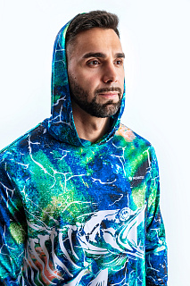 Гольфстрим (Gulf stream) лонгслив с капюшоном GRAYLING (щука риф) GRLS-04BL