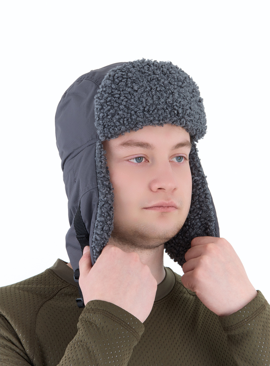 Камчатка шапка-ушанка GRAYLING, графит